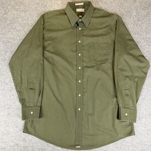 Christopher Hart Olive Green Dress Shirt Mens 18-37 Tall Made In USA Cotton Big
